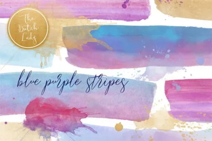 Watercolor Stripe Art Blue & Purple