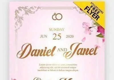 Pink Floral Wedding Party Invitation Flyer Template